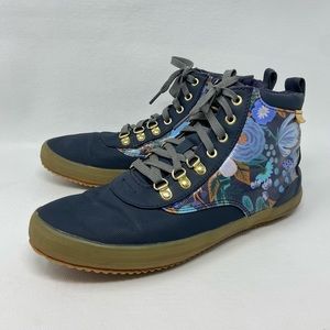 Keds Rifle Paper High Top Shoes With A Blue Floral Silhouette
